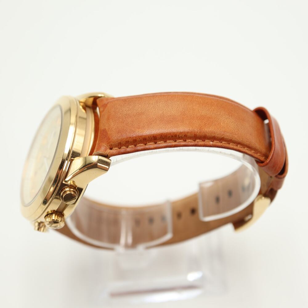 Michael Kors Mercer Gold Tone 42mm Chronograph Watch Leather MK2251 New Battery - Picture 8 of 11